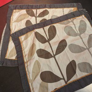 Reversible Vine Print Gray Cream Brown Sham / Throw Covers
